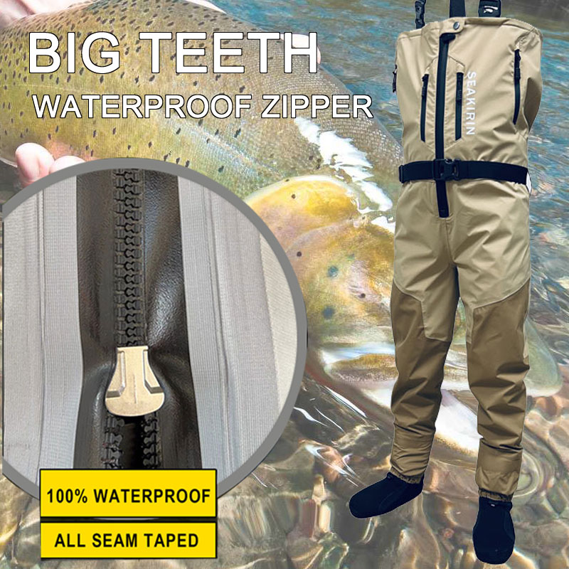Fishing Pants Waterproof - Atmungsaktive Stout-Angel-Wathose mit Reißverschluss vorne, wasserdicht,