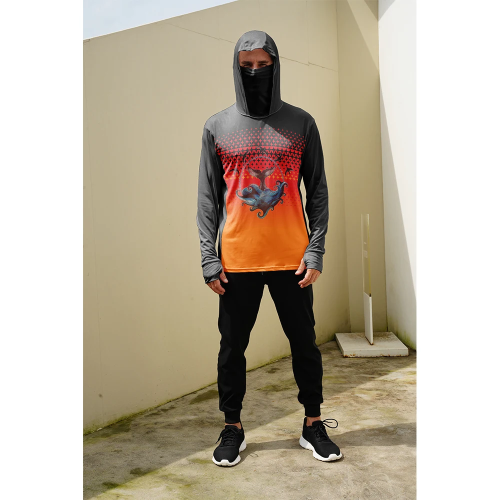 Fishing Mask Sun Protection - Angelhemden für Männer Sonnenschutz-Hoodie mit Maske