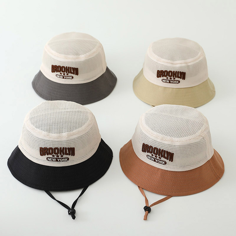 Fishing Hat - Buchstaben-Bestickter Baby-Sonnenhut Sommer Atmungsaktiver Netz-Fischerhut für
