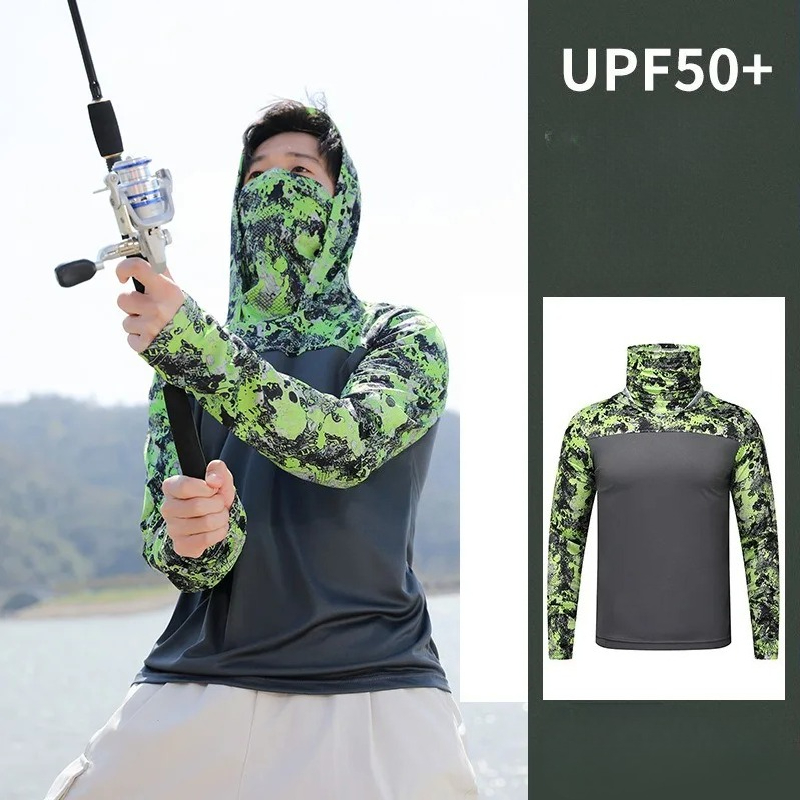 Fishing Mask Sun Protection - Anglerhemd mit Kapuze für Herren Sonnenschutzkleidung