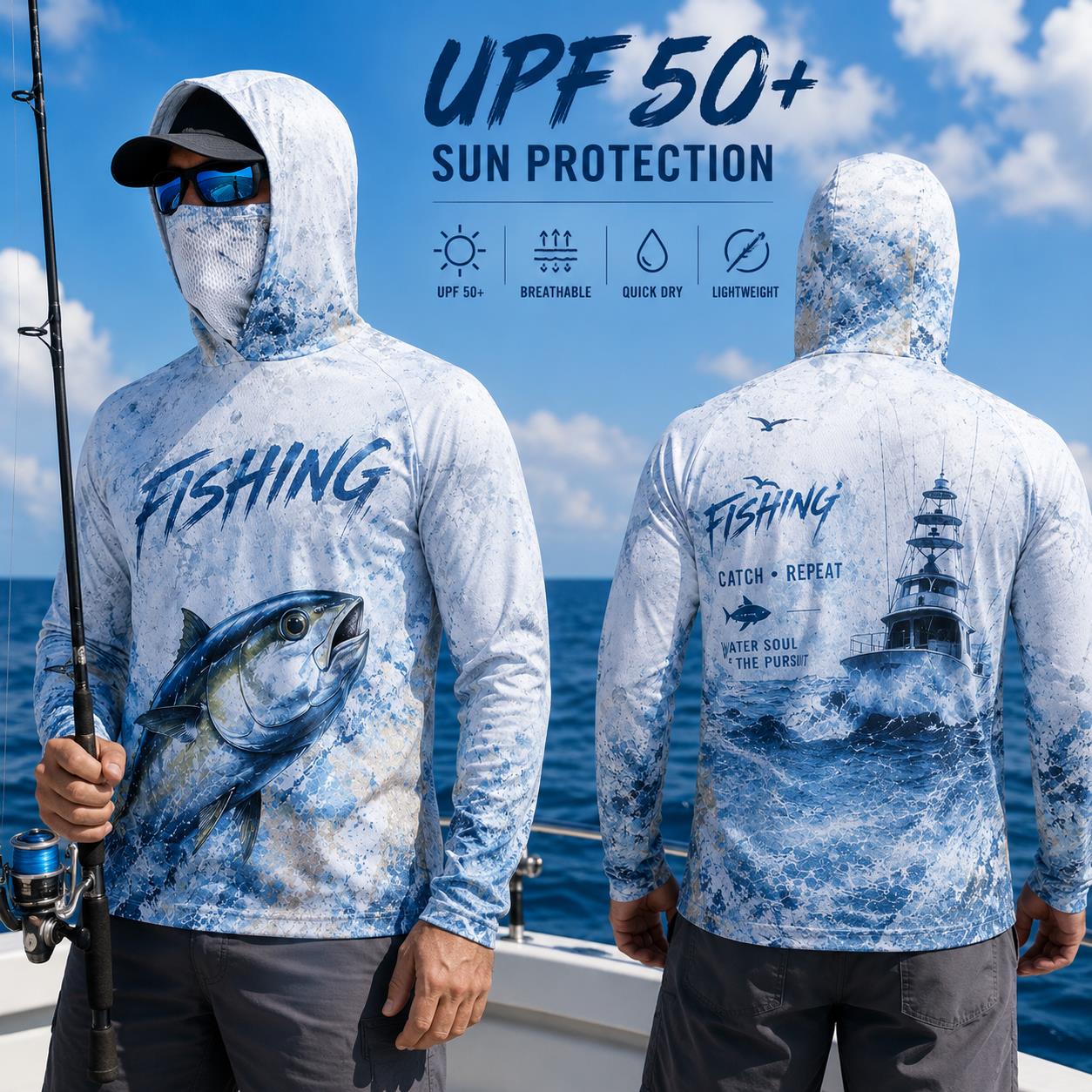 Angler-Hoodie-Shirt für Herren – Fishing Mask Sun Protection Bewertung und Preis