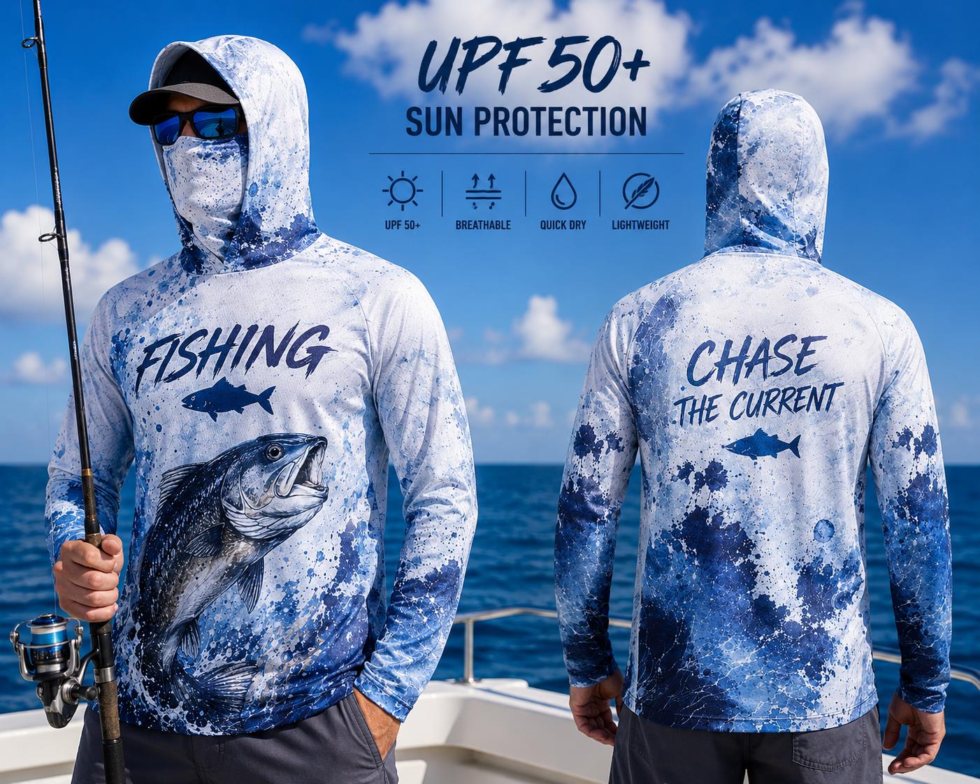 Angler-Hoodie-Shirt für Herren – Fishing Mask Sun Protection Bewertung und Preis